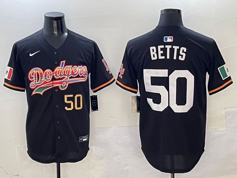 Men Los Angeles Dodgers #50 Betts Black rainbow Nike 2025 MLB Jersey style 3->los angeles dodgers->MLB Jersey